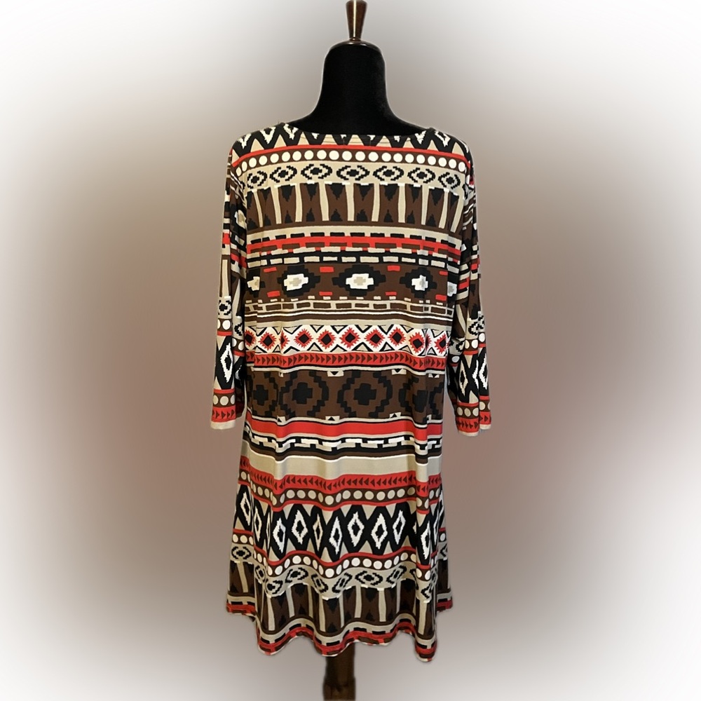 Multiples Tribal Print Tunic with 3/4 Sleeves size 1X - Picture 3 of 11